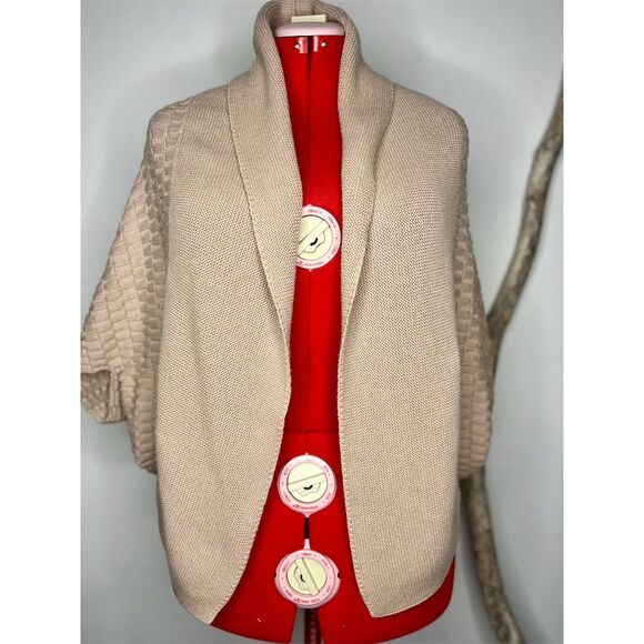 Jennifer Lopez Women's Beige Open Front Cardigan Shawl Collar Size M - Picture 12 of 13